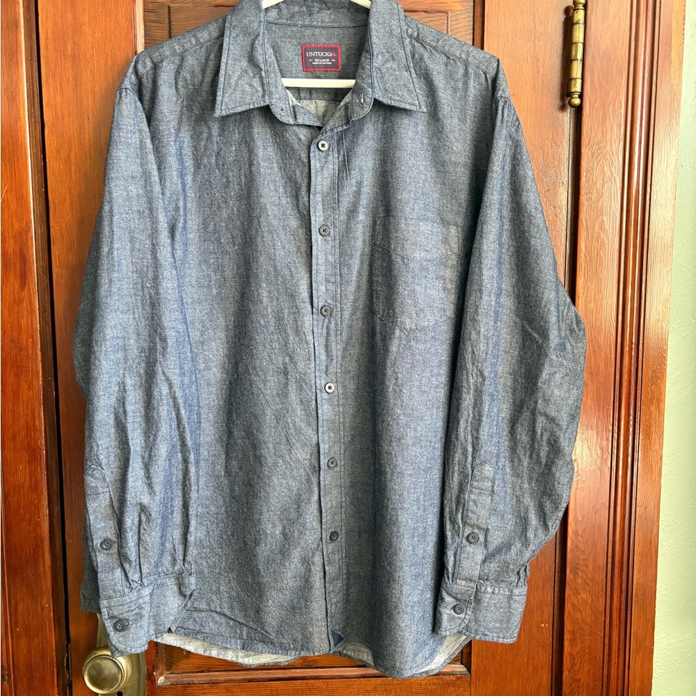 BIG AND TALL!  UNTUCKit Chambray Casual Button-Down Shirt